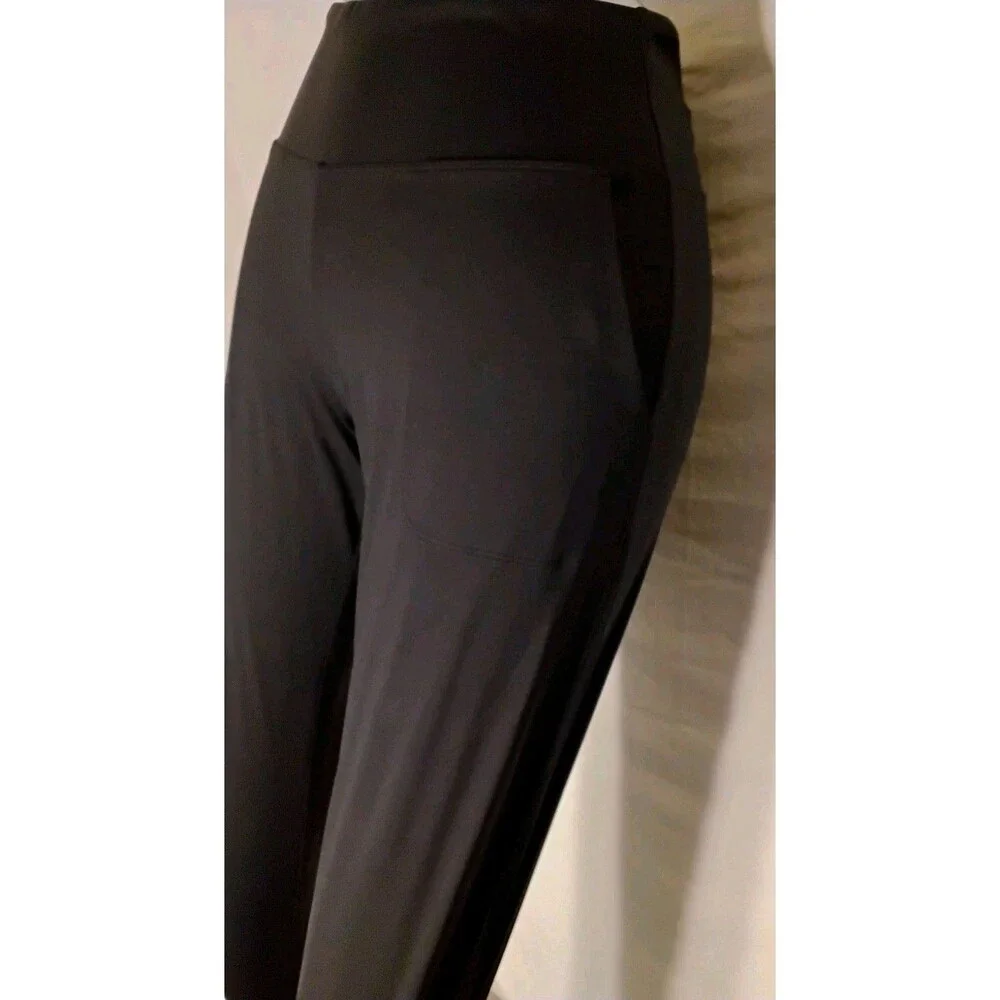 The Gym People Thick High Waist Black Yoga Pants with Pockets New Small